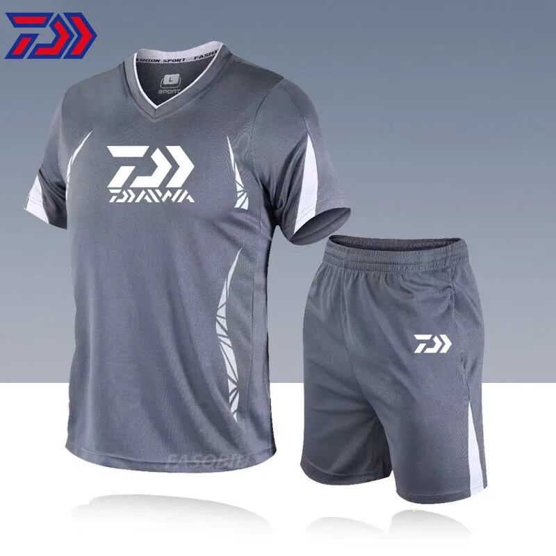 

Daiwa Sports Fishing Suit Men's Summer Short Sleeve Running Quick Drying Sportswear Men's Two Piece Fishing Clothing