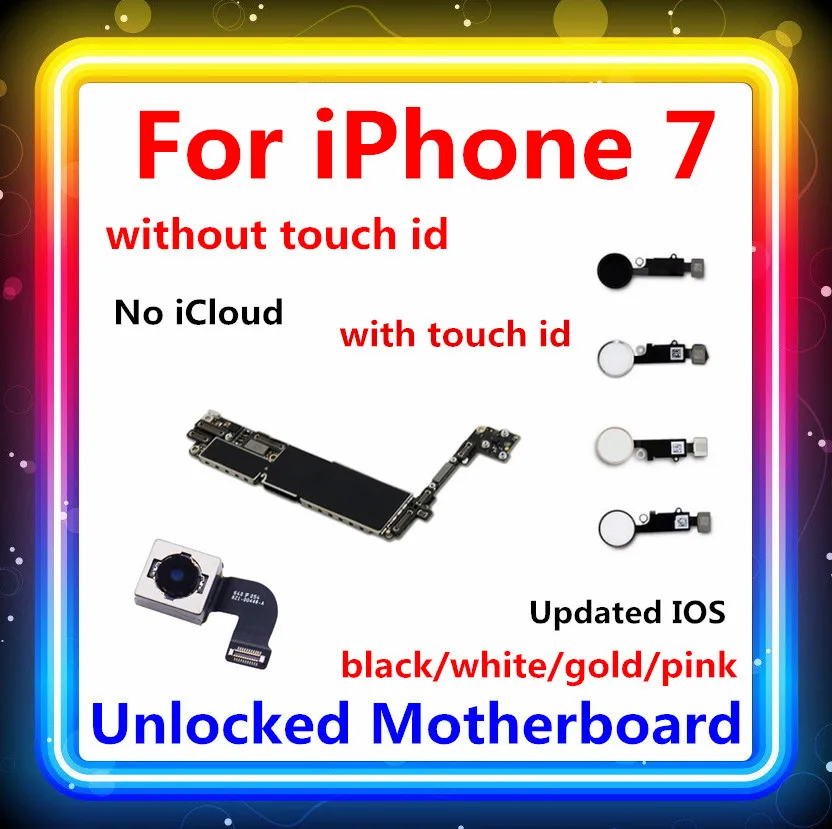 Заводская Разблокировка для iphone 7 материнская плата с/без Touch ID, без iCloud Оригинальная для iphone 7 материнская плата и задняя камера заднего вида