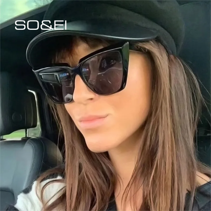 

Женские солнцезащитные очки «кошачий глаз» с металлическими петлями