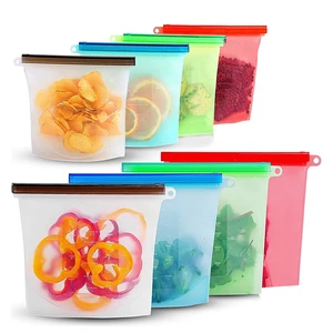 Пищевая силиконовая сумка, многоразовые силиконовые контейнеры для хранения пищевых продуктов, кухонная сумка для хранения фруктов и овощей, Герметичная сумка на молнии