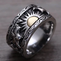 mens ring indian eagle wings sun totem thai silver ring s925 sterling silver vintage gents jewelry for male gift