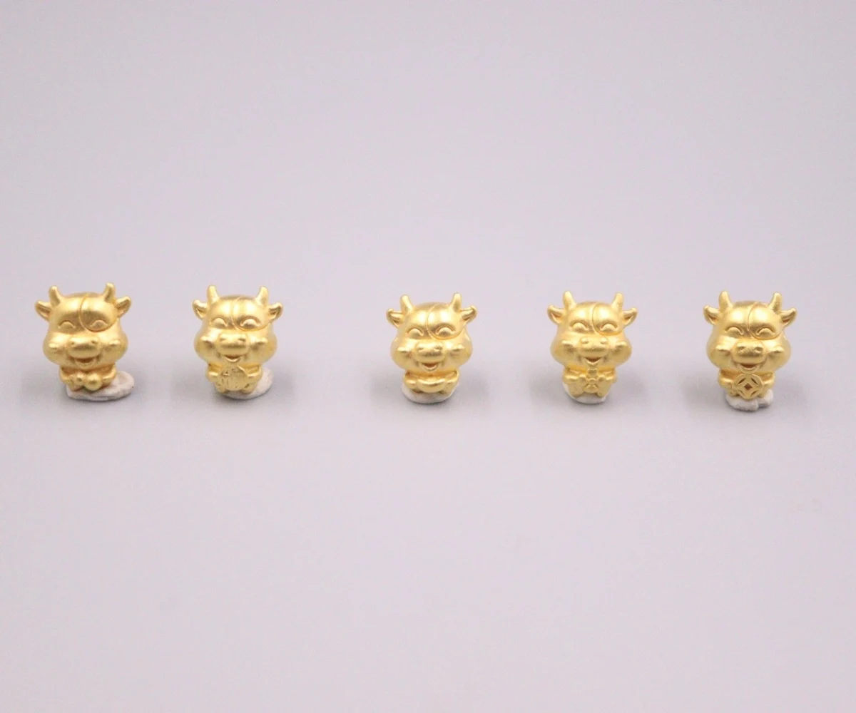 

New Pure 24K 3D Yellow Gold Pendant 8x7mm Lovely cattle Beads About 0.17g Each For Bracelet Necklace DIY Accessories