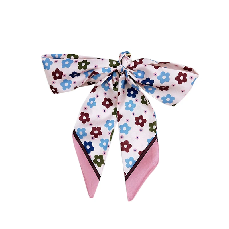 Модная Цветочная печать шеи сумка с шарфом обернуть Ремни длинные шелковые шарфы