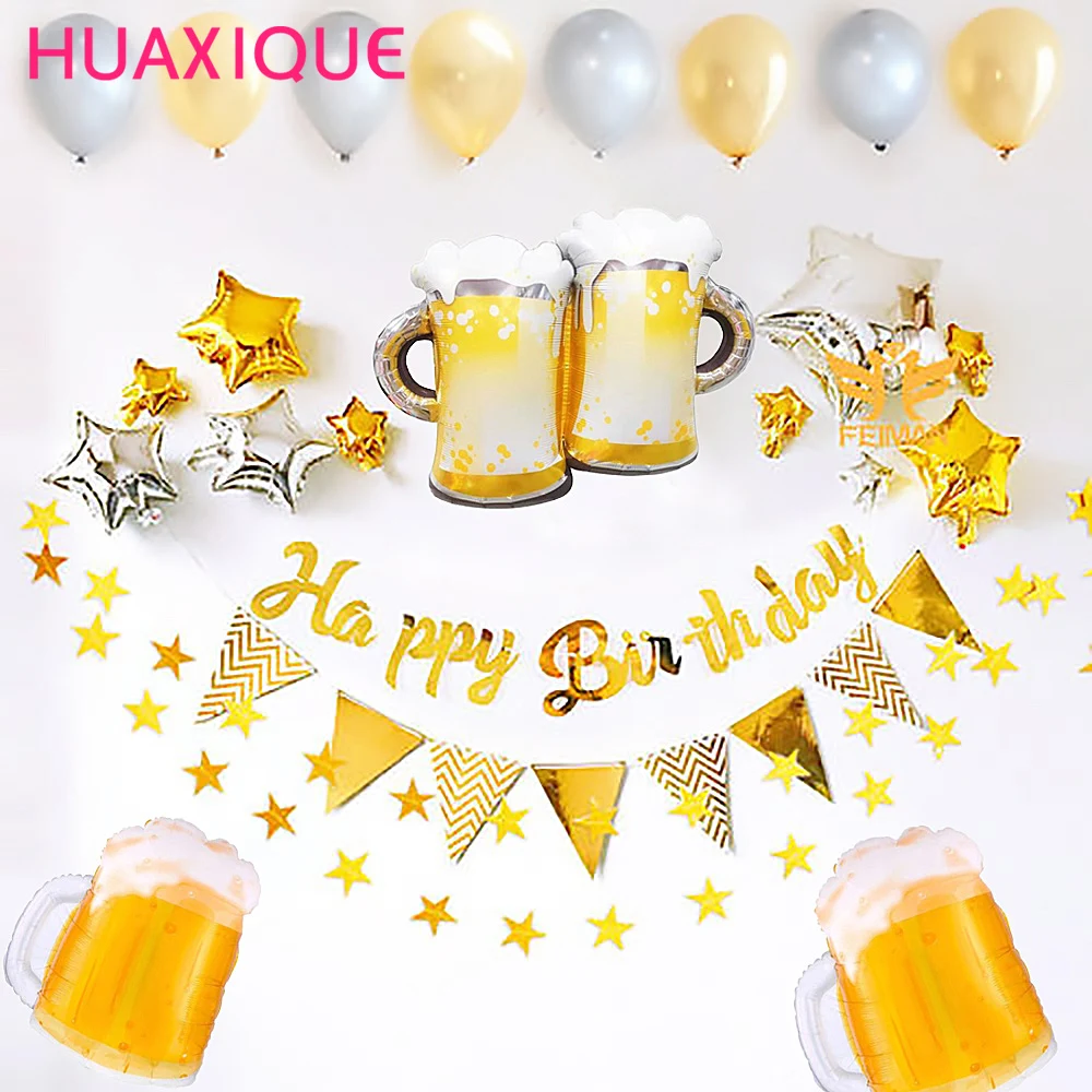 

Cartoon Shape Draft Beer Cheers Shape Wine Glass Aluminum Foil Balloon Birthday Party Bachelor Wedding Venue Room Decoration
