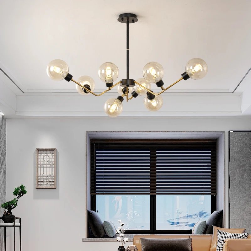 Металлический светодиодный подвесной светильник стеклянная лампа