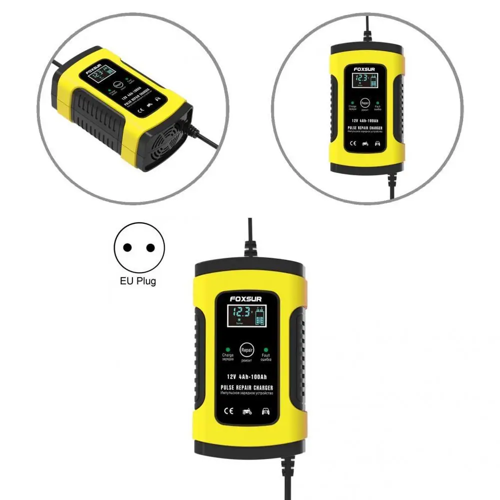 Practical Battery Charger Repair Type Yellow Durable Automatic Battery Charger  Pulse Repair Charger    Car Battery Charger