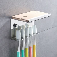 stainless steel 5 slots toothbrush holder toilet supplies wall mount household or self adhesive storage rack hotel
