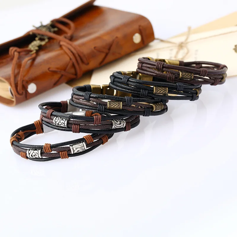 Jessingshow винтажная бижутерия в богемном стиле многослойный Плетеный браслет из