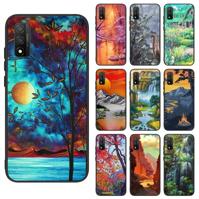 

Hand Painted Scenery Phone Case for Samsung S6 S7 S8 S9 S10 edge plus S10 5G S20 S21 S30ultrs 5G Fundas Cover
