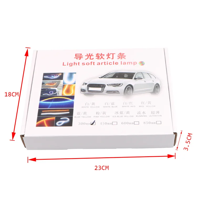 

New day light ultra-thin light guide strip 45 60cm two-color streamer lamp automobile tear eye lamp white yellow turn signallamp