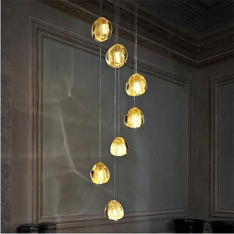 Mizu 7 Light Pendant by Nicolas from Suspension Lamp Chandelier Gold/ Transparent Lighting Fixture Dining Room | Лампы и освещение