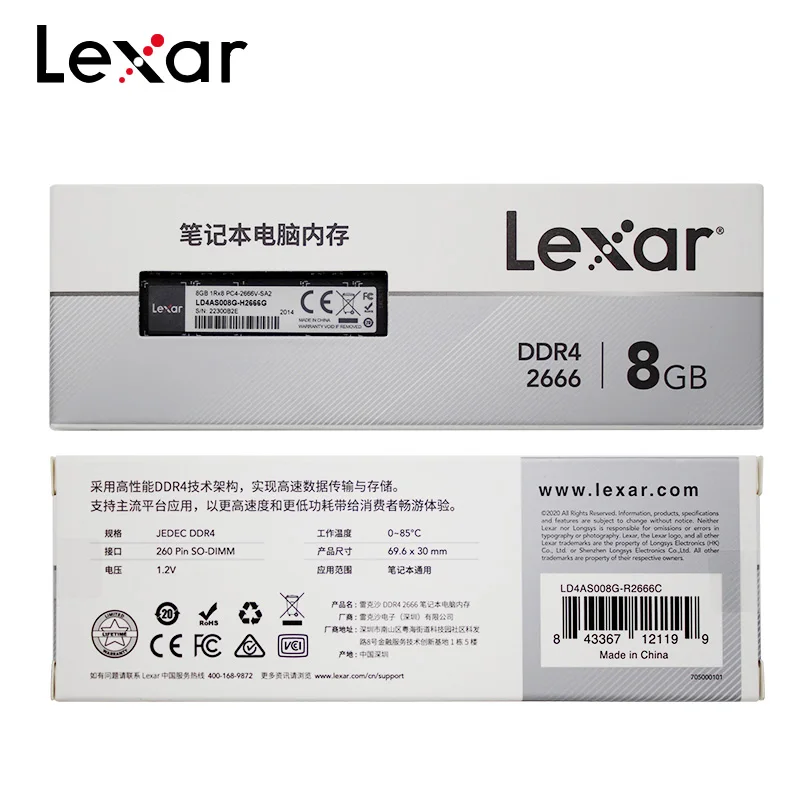 100% Original Lexar Ram DDR4 4GB 2666MHz Memory 8GB 16GB High Compatible Computer Ram For Notebook Laptop