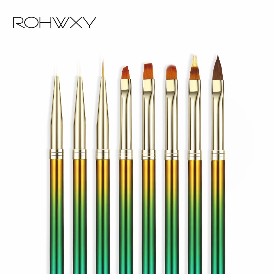 ROHWXY высококачественные металлические линии полоса лайнер резьба ручка нарисовать дизайн ногтей поли УФ гель Расширение строитель акриловая жидкая кисть для пудры
