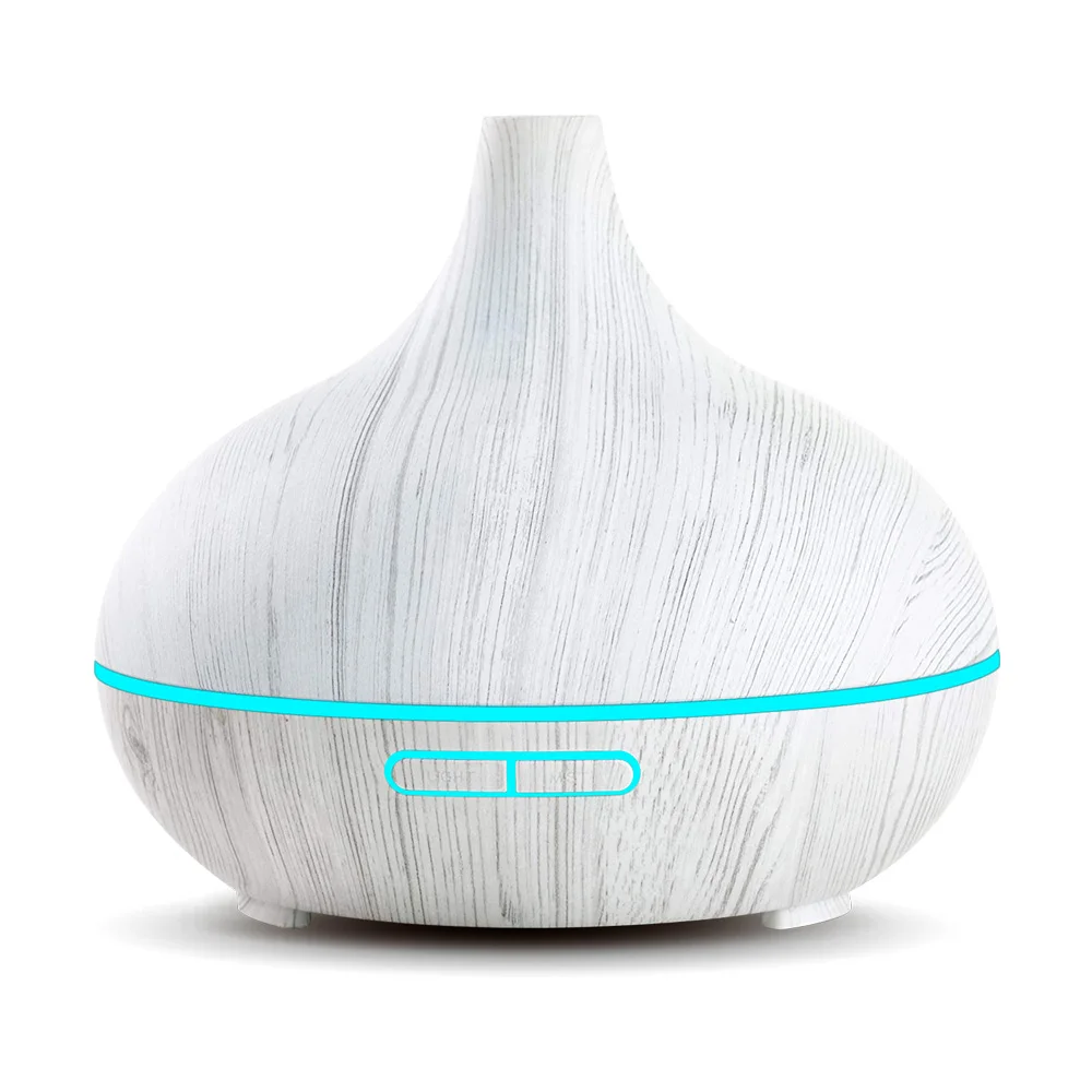 

NEWKBO 300ml Elektrische Luftbefeuchter Aroma l Diffusor Ultraschall Wei Holzmaserung Luftreiniger mit 7 ndern Led-leuchten f