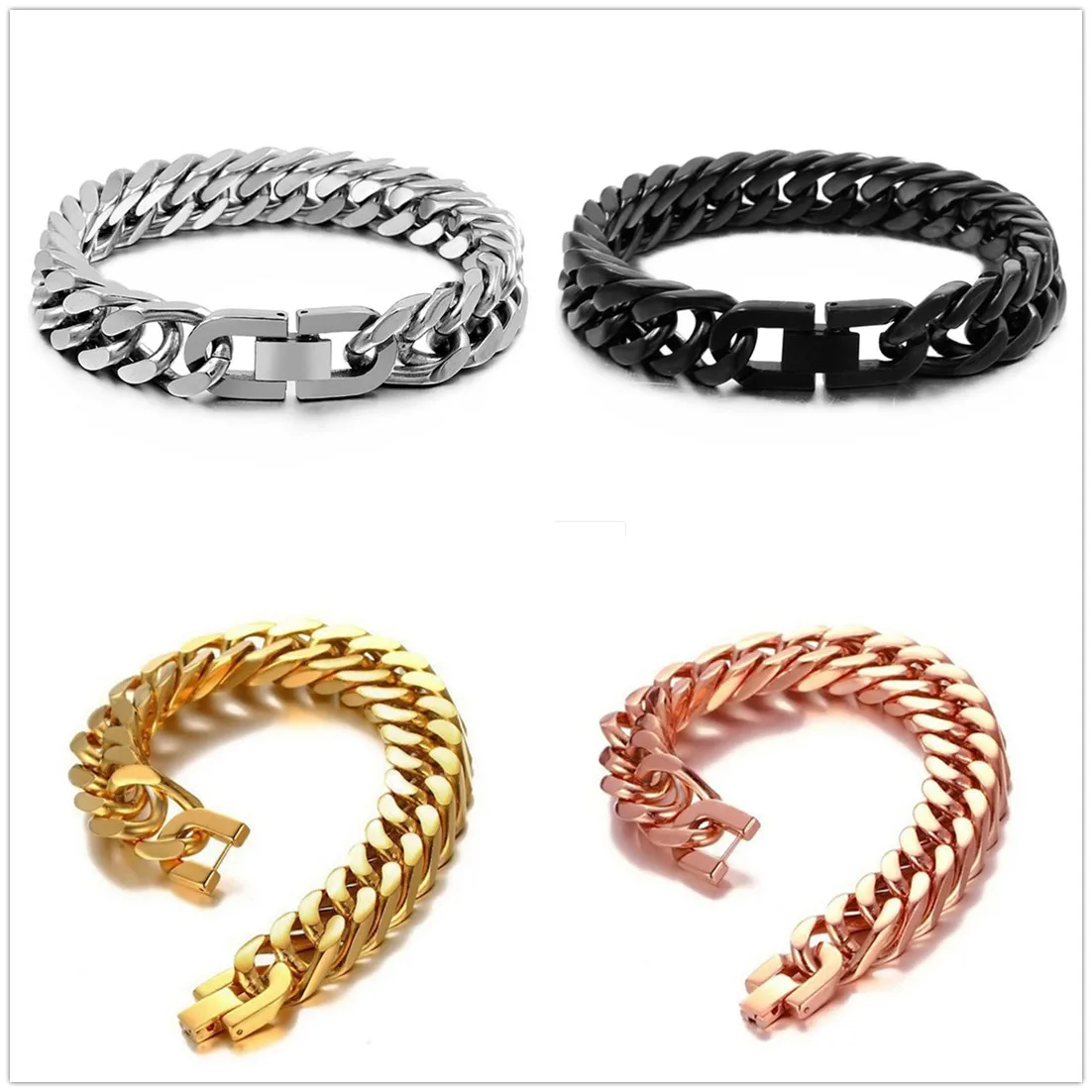 

Браслет-цепочка мужской/женский из нержавеющей стали, 15 мм, Jewelry7-11 дюйма
