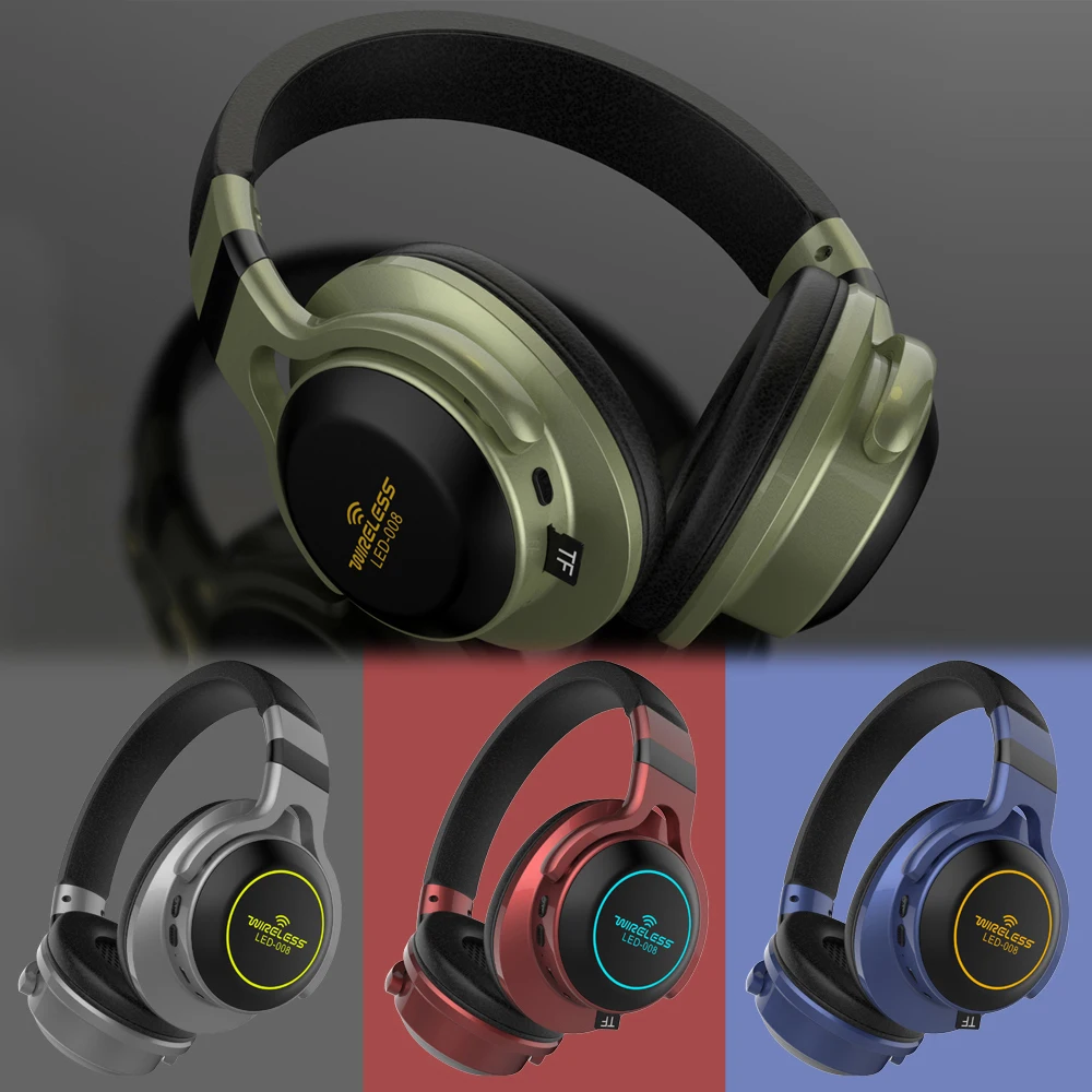 2019 светодиодный беспроводной Bluetooth наушники складывающиеся стерео Музыкальная