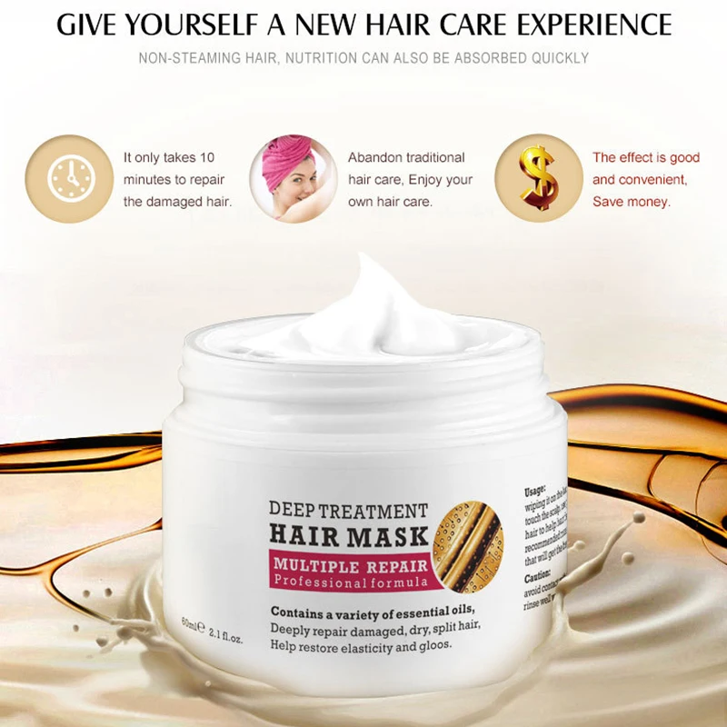 

60ml Moisturizing Nourishing Damaged Hair Mask Treatment Cream Baked Hair Mask Conditioner Soft Baking Oil Repairing Hair Cream