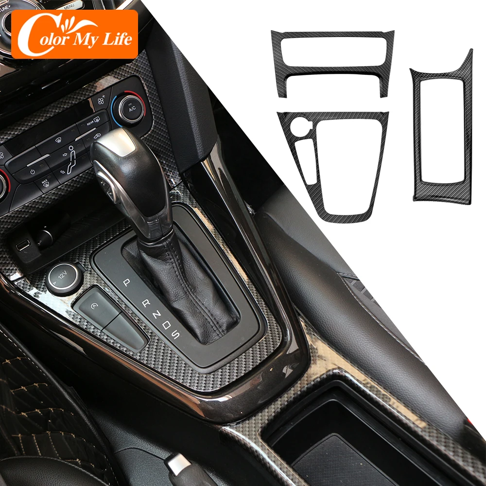 Накладки на панель управления коробкой передач автомобиля, ручки переключения передач, пластиковые вставки на панель управления кондиционером и наклейки на кружки для напитков для Ford Focus 3 MK3 2015 - 2018 (набор из 3 штук) Stickers on.