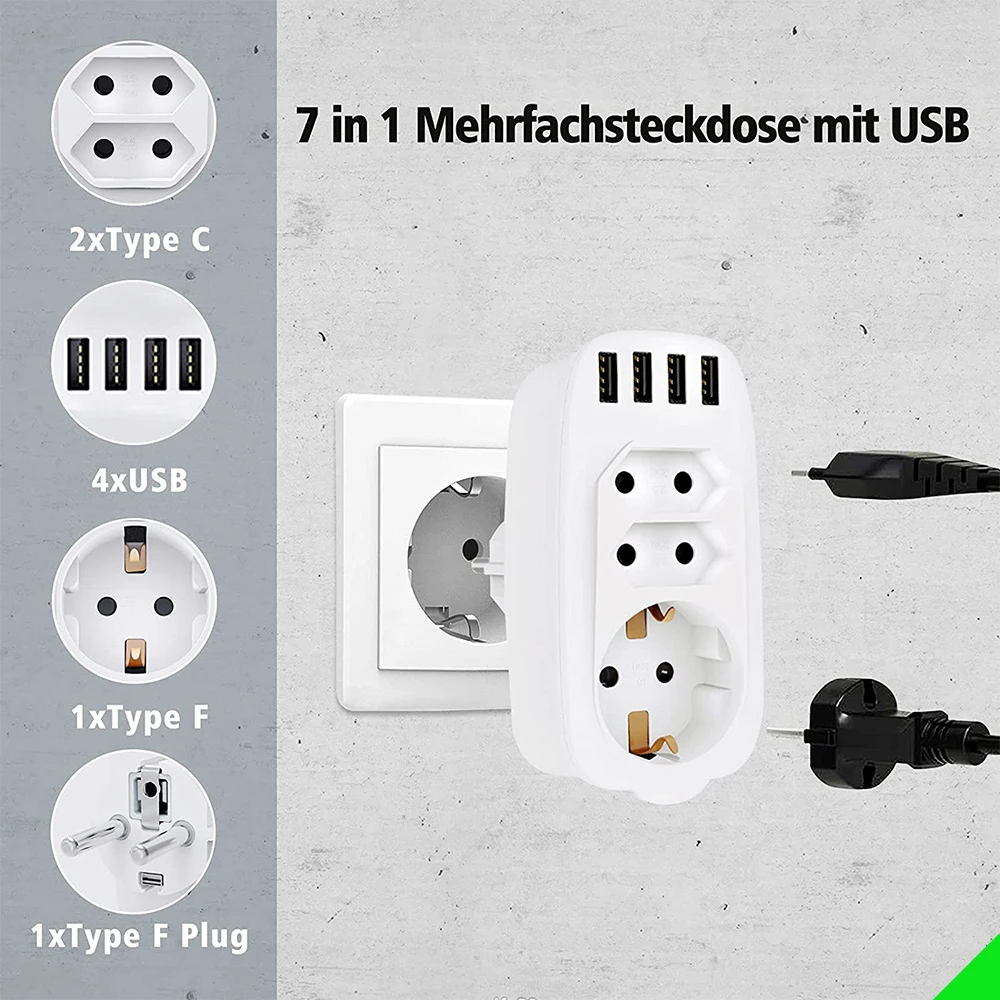 16A EU Plug Wall Socket With USB 7 in 1 Strip Outlet plug adapter 3AC 4USB Charger For Phone Ipad |