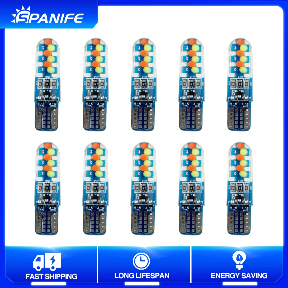 

Spanife 2 шт. Canbus T10 светодиодный ные лампы W5W RGB мигасветильник свет COB 18SMD автомобильная лампа для чтения номерной светильник
