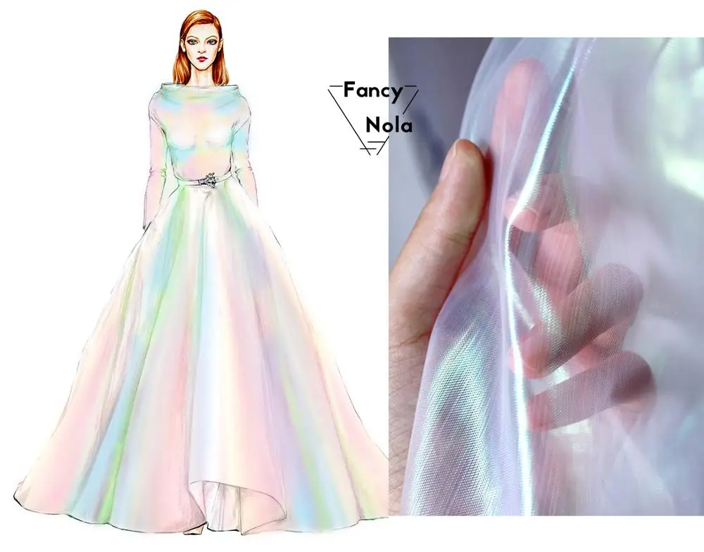 Лазерная Переливающаяся органза ширина 140 см сделай сам свадебное платье