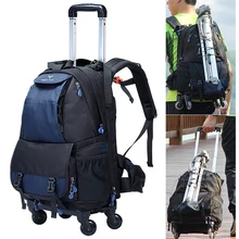 Large Space Trolley Photo SLR Case Camera Nylon Bags Big Capacity Camera Waterproof w/ Rain Cover Backpack Bag