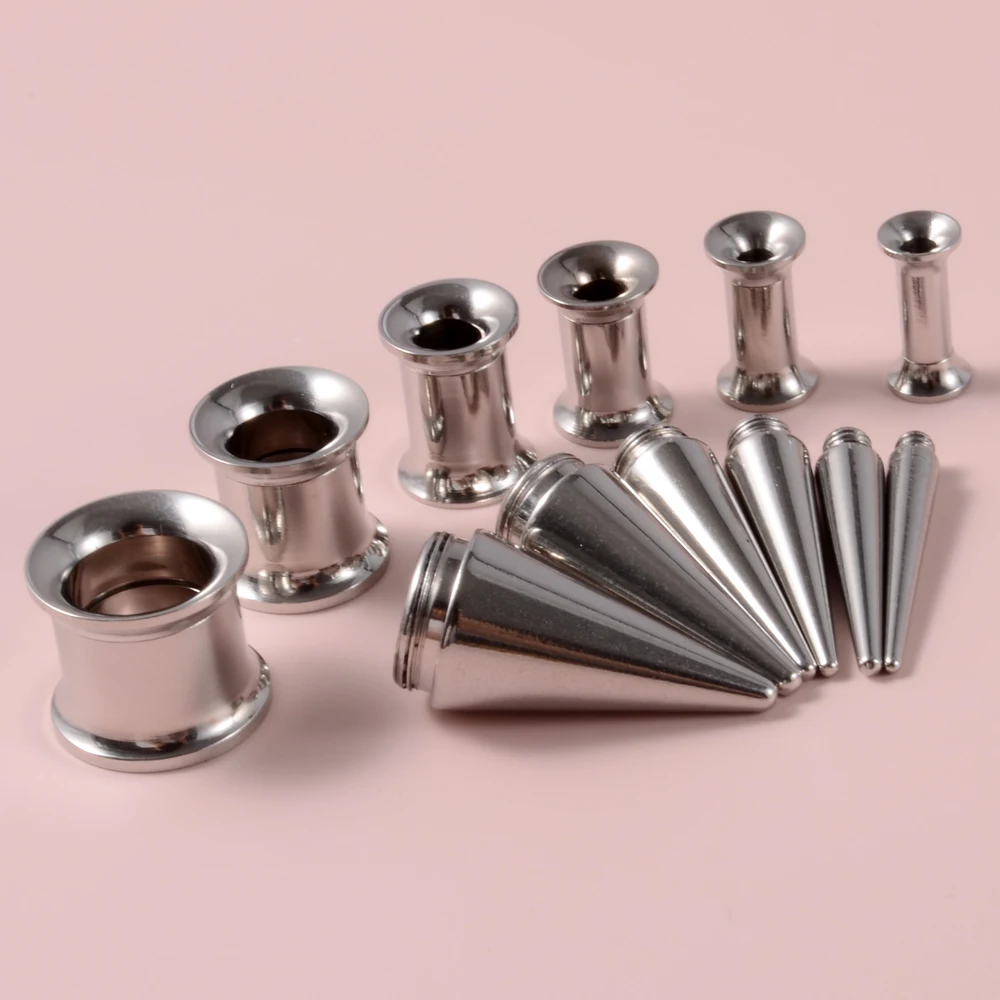 Набор 2 в 1: затычки и туннели для пирсинга ушей с калибром 3-10 мм из нержавеющей стали, с резьбой для крепления "Screw Fit Oreille on"