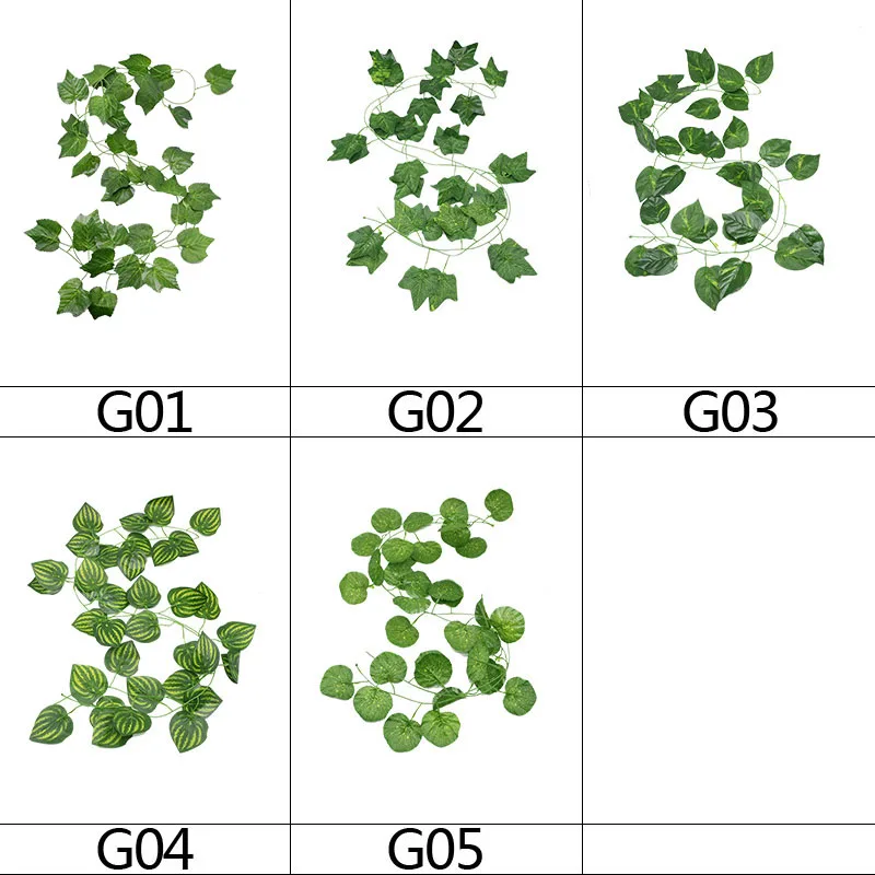 

2Pcs 2.3M Artificial Lvy Leaf Garland Green Plant Vine Fake Foliage Flower Creeper Decoration Home DIY Wall Hanging Flower Decor