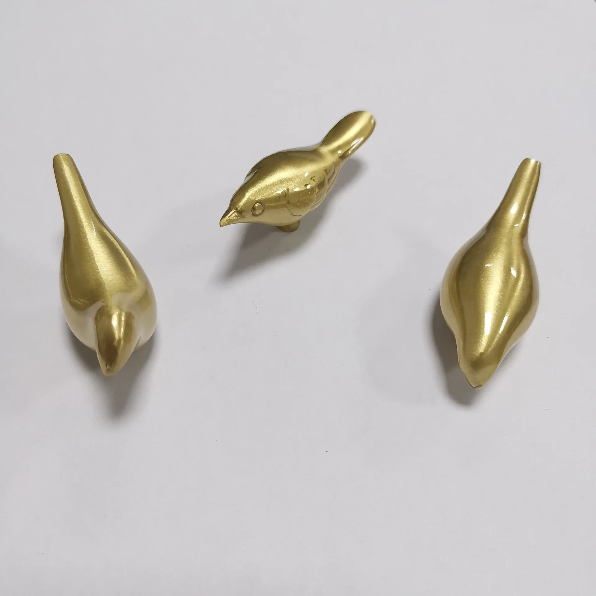 1pc Solid Brass Handles Polishing Golden Little Bird Drawer Cupboard Cabinet Door Wardrobe Knob Handmade Furniture Pulls Diy