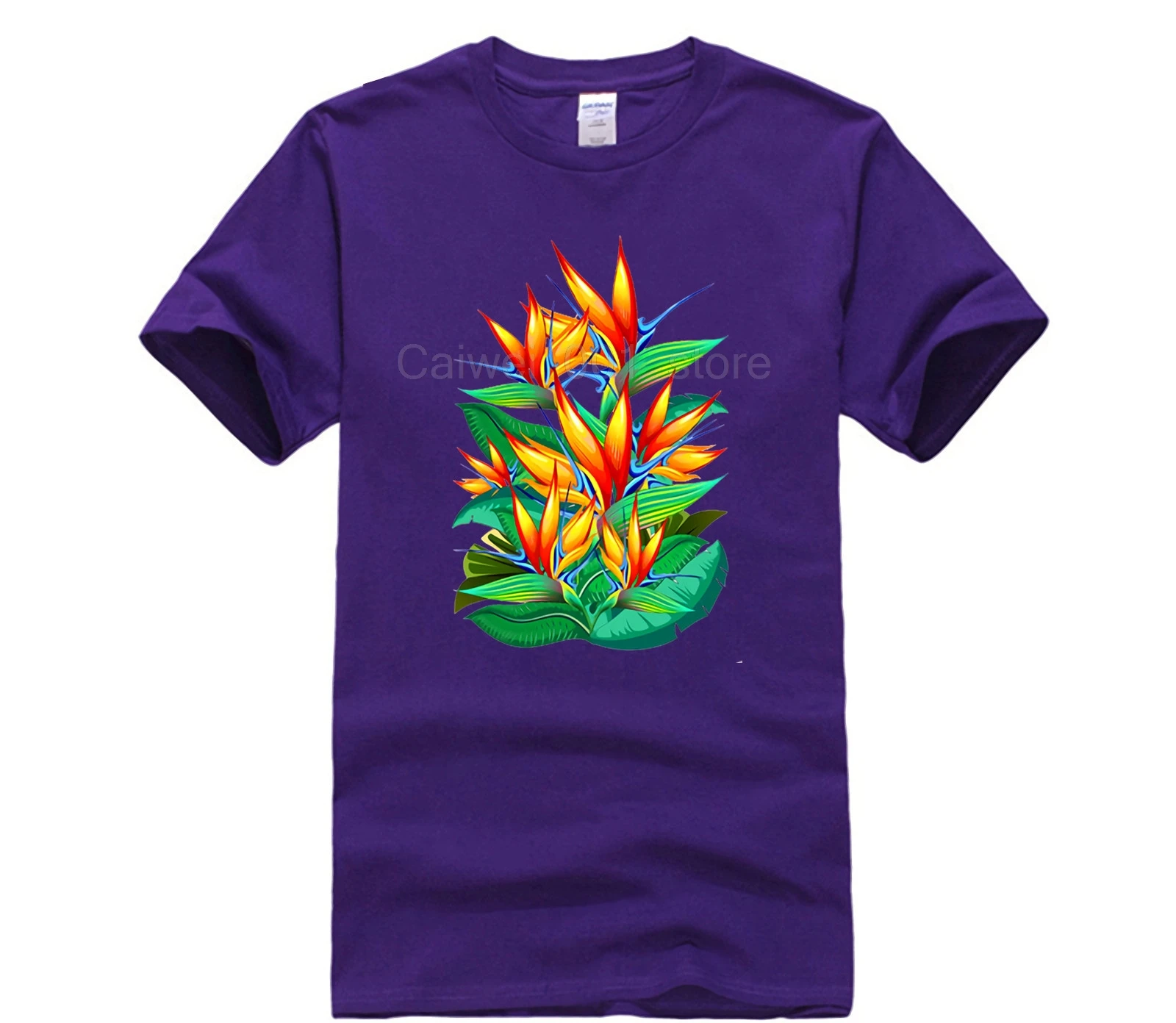 

Men's Print Casual 100% Cotton T Shirt Popular 2020 Casual Summer Tops Bird of Paradise Flower Exotic Fit Slim Men T Shirts