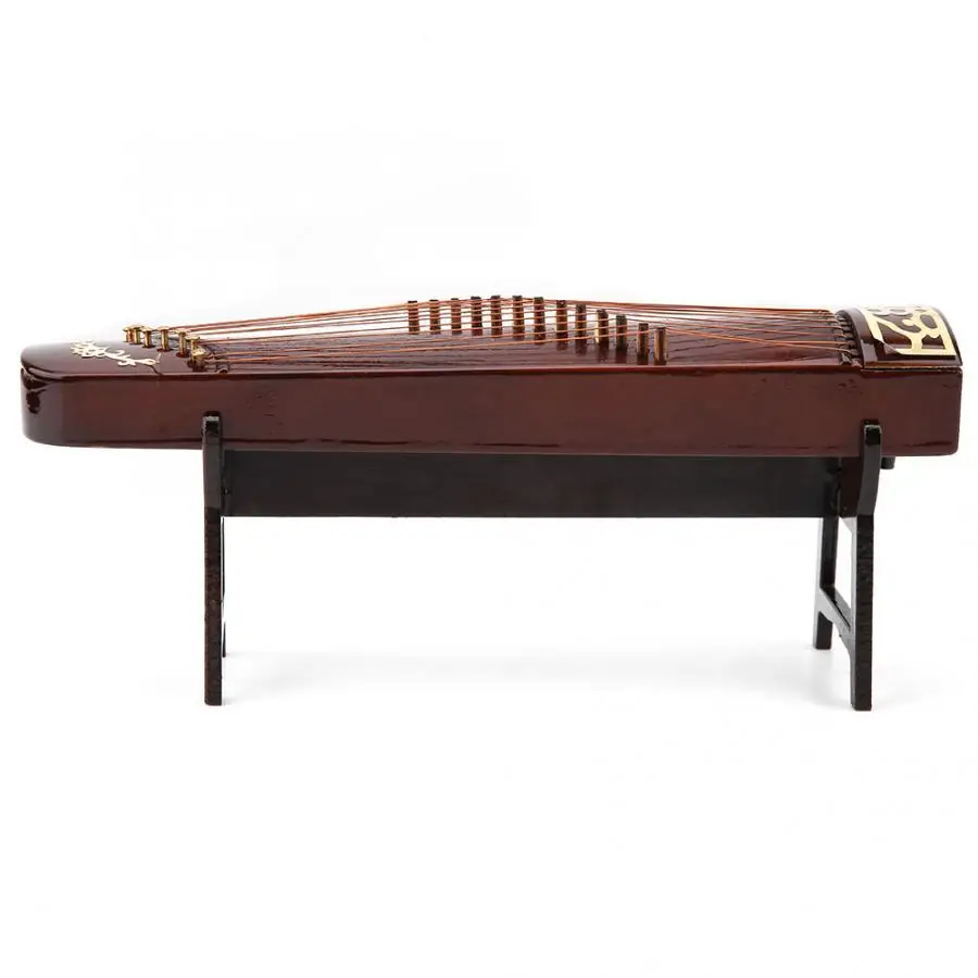 Деревянные маленькие китайские zither Музыкальные инструменты модели дисплей миниатюрные украшения ремесло Домашний декор