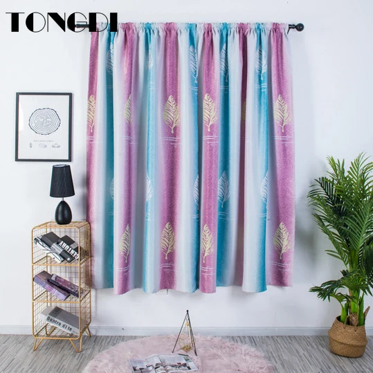 Затемненная занавеска TONGDI с принтом большие градиентные занавески листочками