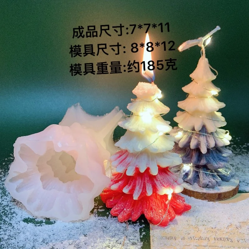 

New Year Aromatherapy Gift Christmas Candle Silicone Mold Marry Christmas Candle molds 2021 Christmas Tree Mold