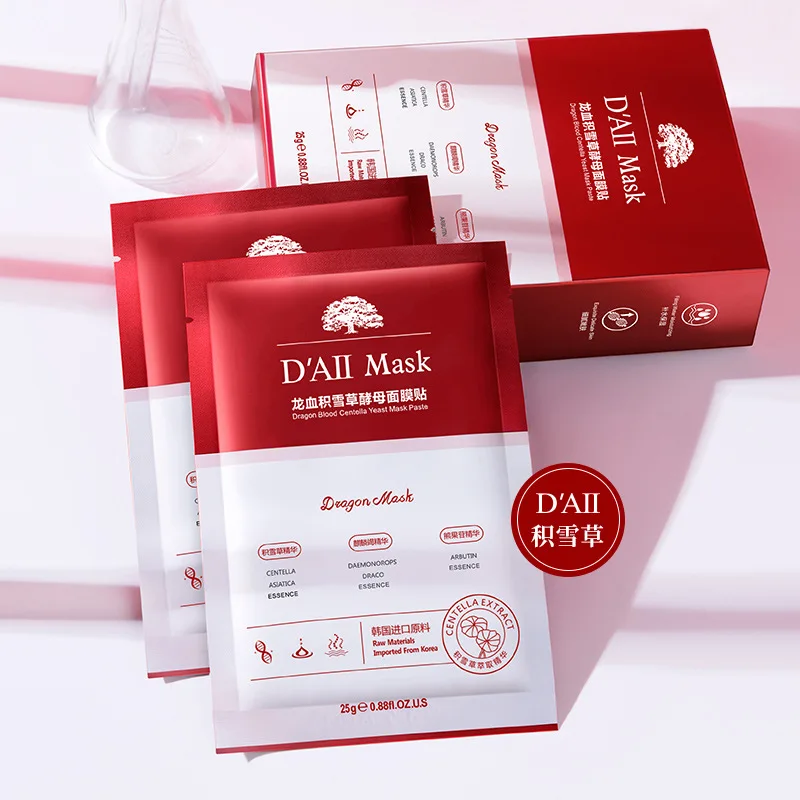 

25g*10pcs Dragon Blood sheet mask Centella Asiatica Yeast Hydrating Moisturizing face Mask Dropshipping skin care Anti-Aging