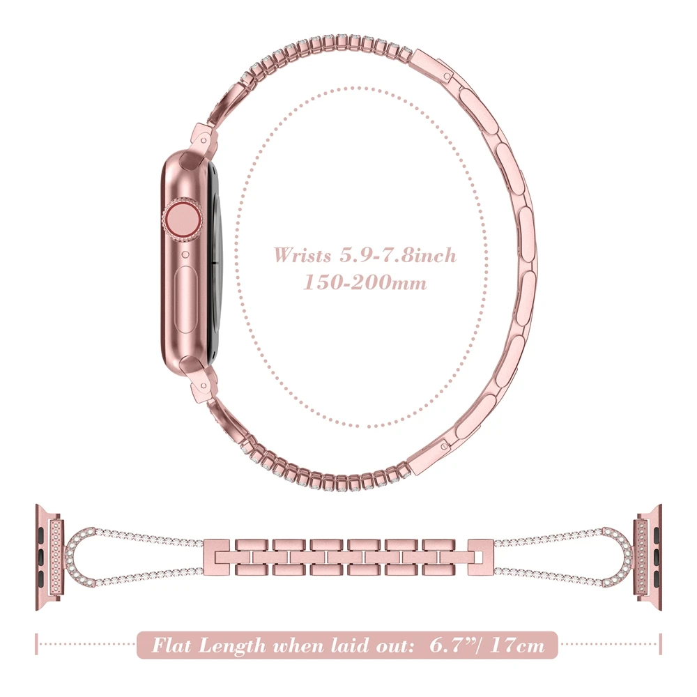 Шикарный Браслет со стразами для Apple Watch для женщин 38 мм 42 мм 40 мм 44 мм ремешок из нержавеющей стали металлический браслет для iWatch серии 4 3 2 1