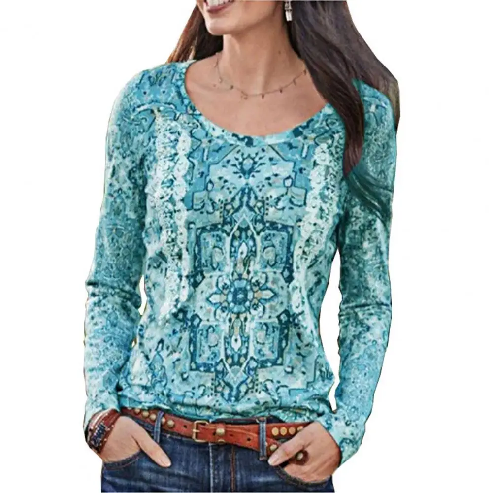 Новинка Женская Повседневная Цветочный принт блузка рубашка для женщин с О