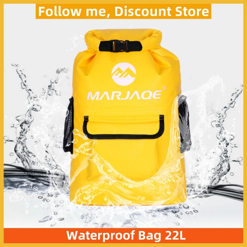 MARJAQE Waterproof Bag 22L Outdoor Watersport Nature Hike Swimming Backpack Portable Foldable Unisex Camping Surf rowing Dry Bag