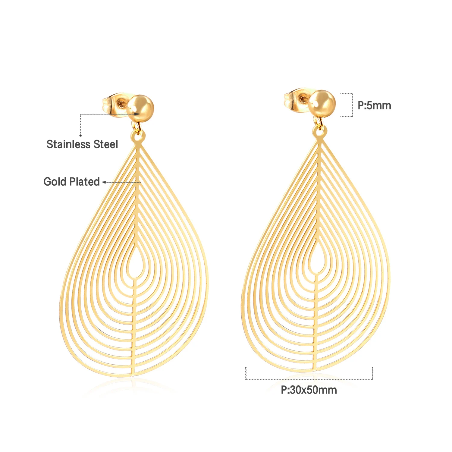 

Женские винтажные серьги из нержавеющей стали, золотистые массивные серьги геометрической формы, ювелирные украшения, 2021