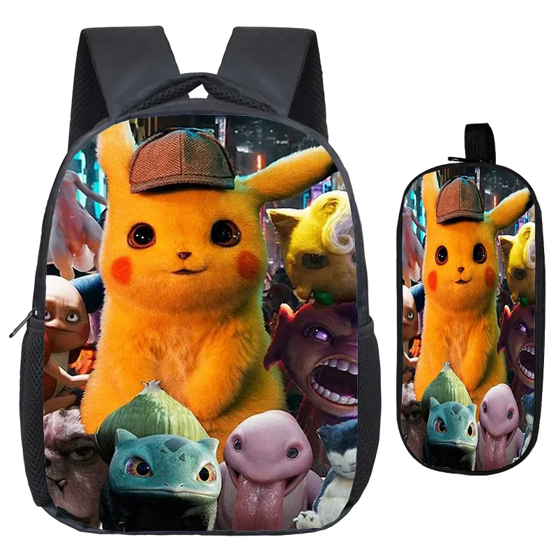16 Pokemon Detective сумка Пикачу Детский рюкзак отличное качество печати узор детский сад рюкзак+ школьная юбка-карандаш - Цвет: 16