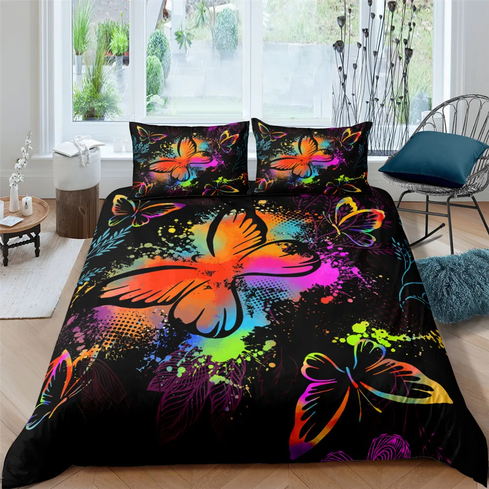 

Duvet Cover Set Butterfly Printed Queen King Size Bed Cover Set Twin Full Single Double Bedding Set Quilt Cover