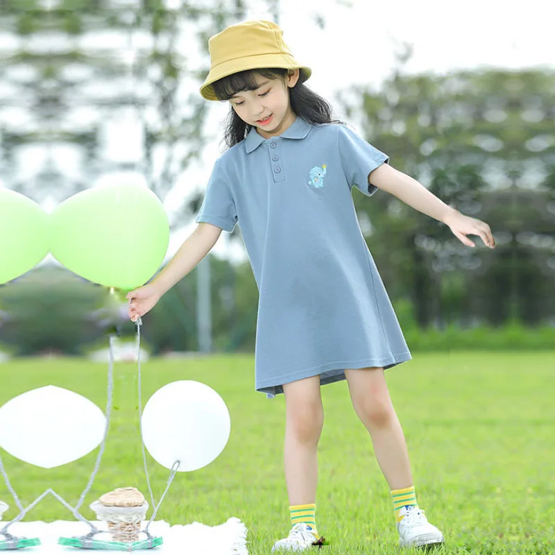 Платье для девочек с вышивкой из мультфильма в стиле кампуса детская одежда