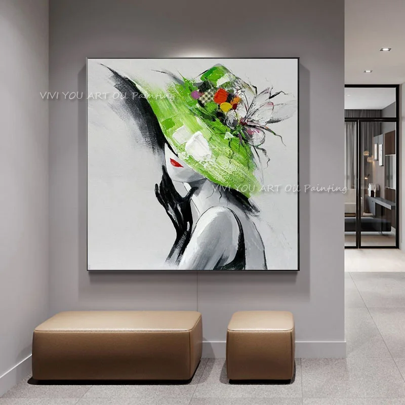 100% ручная роспись сексуальная красивая женщина холст Настенный декор Ручная