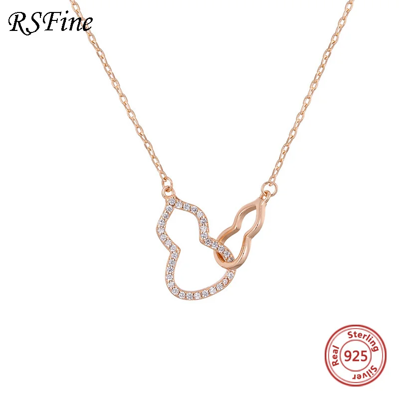 

925 Sterling Silver double gourd necklace niche design choker style simple gift female For Women Fine jewelry Singapore chomel