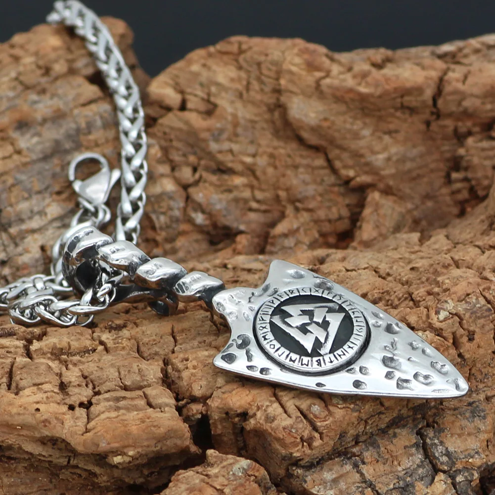 Скандинавский Викинг Odin Gungnir Амулет из нержавеющей стали Valknut ожерелье с
