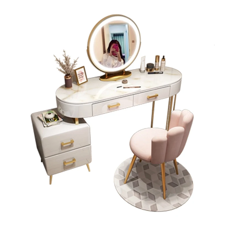 

Modern Luxury Dressing Table Home Bedroom Furniture Storage Cabinet a Dressing Chair Small Apartment Style Dressing Table