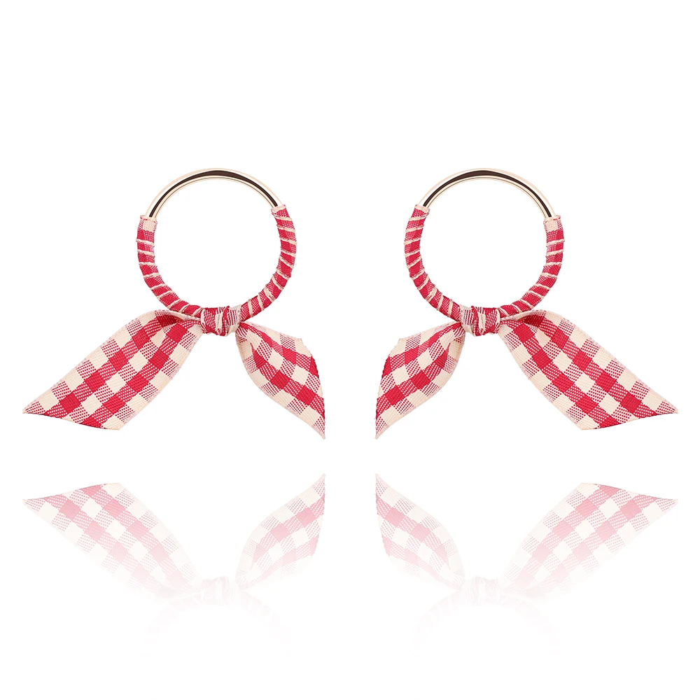 Модные тканевые серьги с бантом для женщин эффектная красочная полосатая