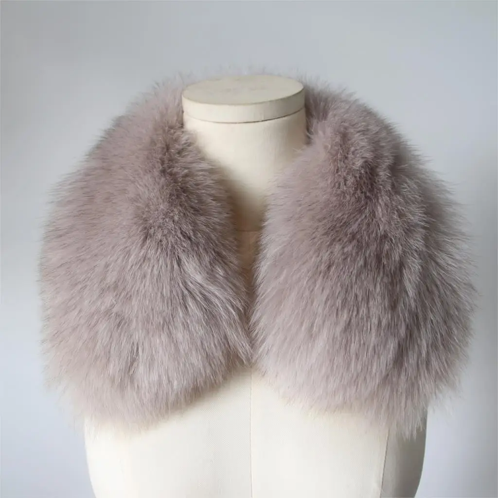 ZDFURS* Женская одежда Аксессуары для воротника модные меховые шарфы из натурального Лисьего меха воротник квадратный ZDC-163007 - Цвет: grey pink