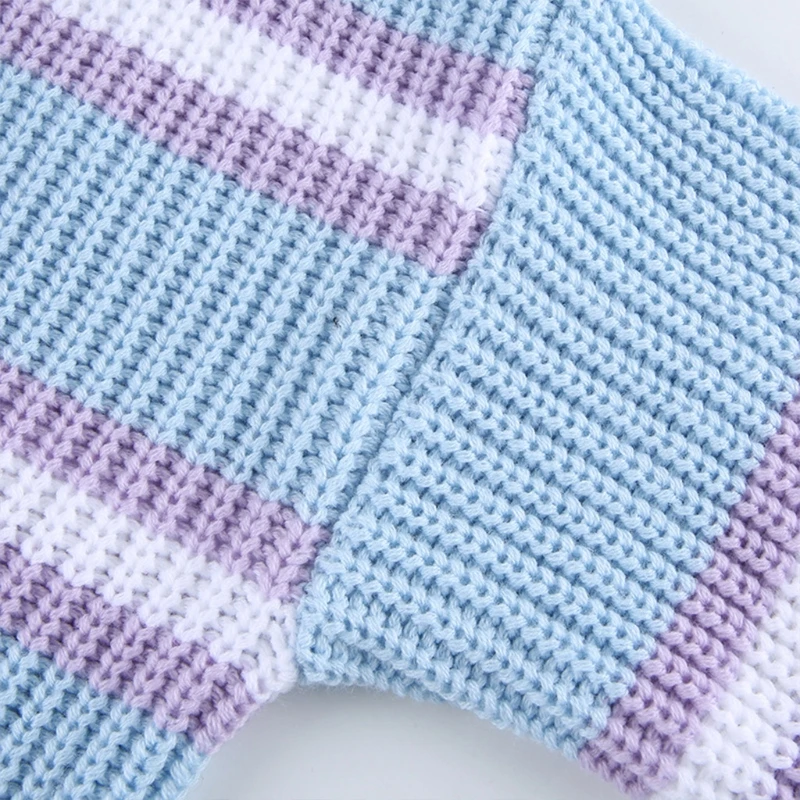 

Women Long Sleeve O-Neck Loose Sweater Contrast Color Striped Knit Jumper Tops M5TE