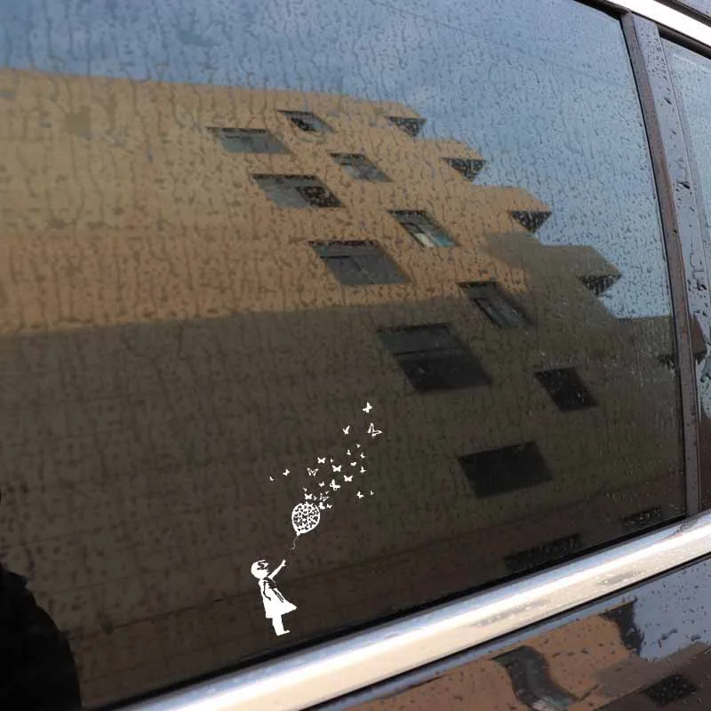 Volkrays индивидуальная Автомобильная наклейка Banksy Девушка Бабочка воздушный шар