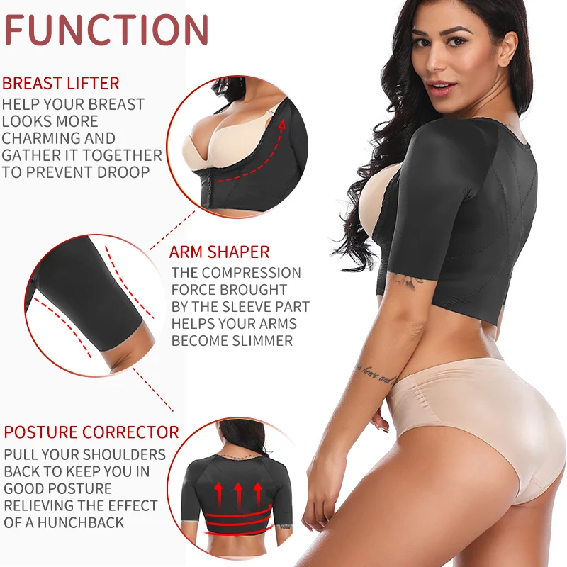 Upper Arm Shaper Humpback Posture Corrector Arms Shapewear Back Support Women Compression Slimming Sleeves Slimmer Corset Top